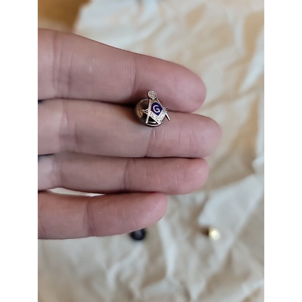 Men's Tie Tac Pin MASONIC FREEMASON Silver Tone Screw Back